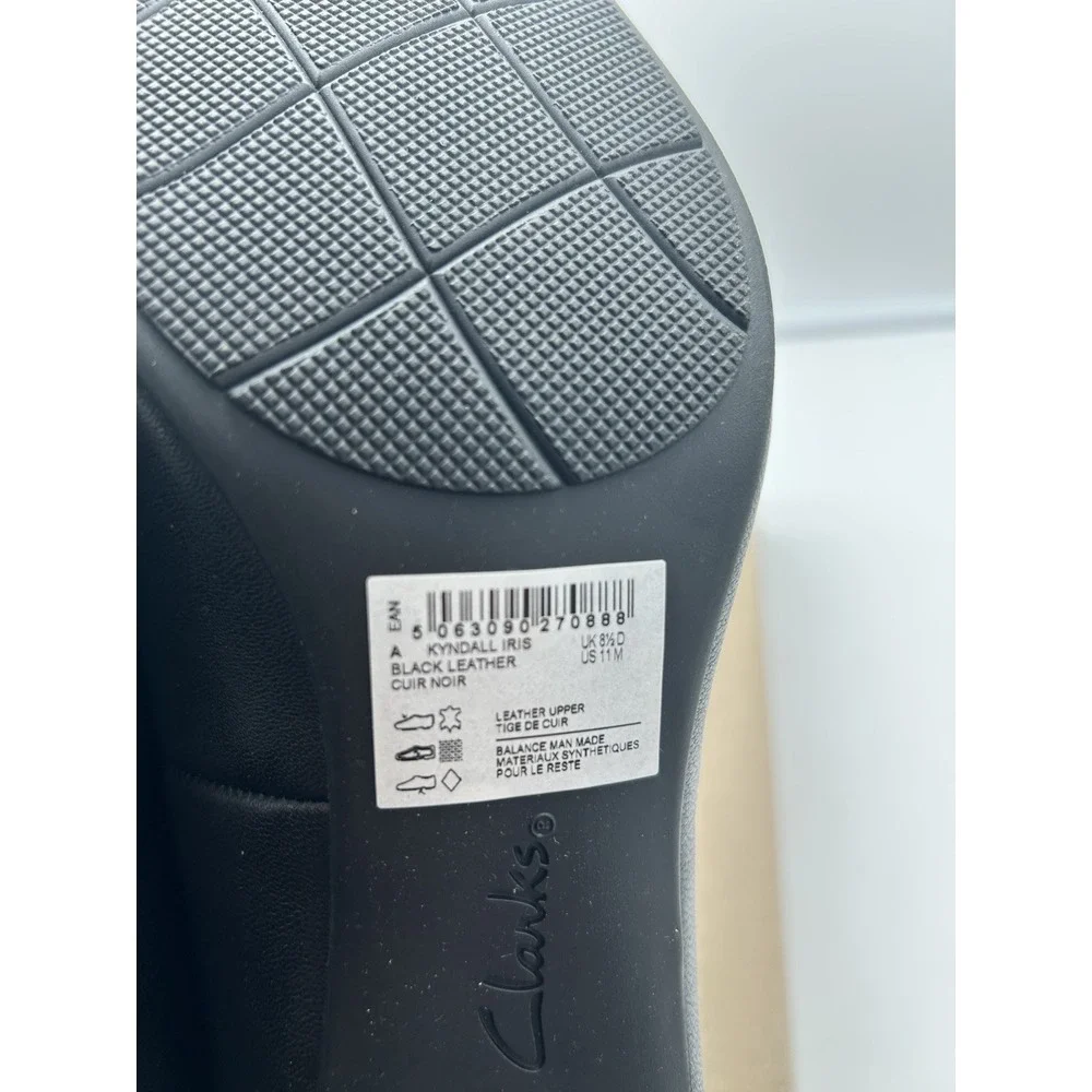New‎ Clarks Collection Kyndall Iris Leather Pumps Heeled Black Foam Size 11M